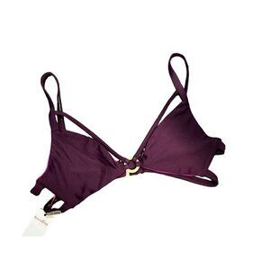 ISLA ADITI SWIM TOP, STRAPPY GOLD HARDWARE TRIANGLE, PINK BURGENDY, BEACHY, VACA